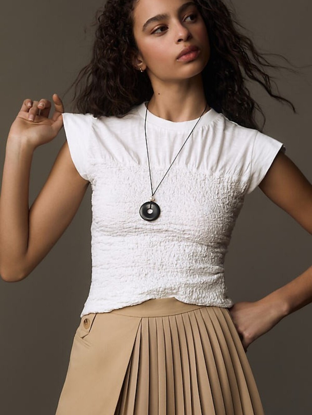 Anthropologie Maeve Smocked Muscle Top Size Medium White